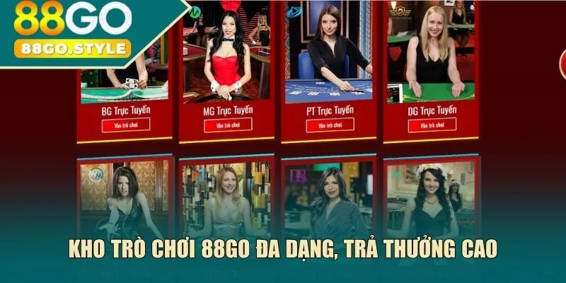 Kho trò chơi 88go đa dạng, trả thưởng cao
